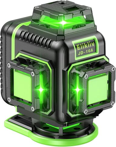 مستوى الليزر 360 ذاتي التسوية مع حامل ثلاثي القوائم، مستوى الليزر Elikliv 4D، أداة خطوط مستوى الليزر الأخضر بطول 165 قدمًا، ليزر خط متقاطع 4 × 360 درجة للبناء، تعليق الصور، بلاط الأرضية، التجديد in Kuwait