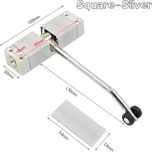 Silver Square Automatic Door Closer Spring Door Closing Device with Adjustable Force in Saudi Arabia