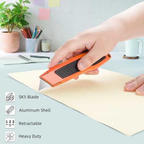 4 قطع من قواطع الصناديق القابلة للسحب من DIYSELF، سكاكين متعددة الاستخدامات مع 10 شفرات، شديدة التحمل للكرتون والسجاد والورق in Kuwait