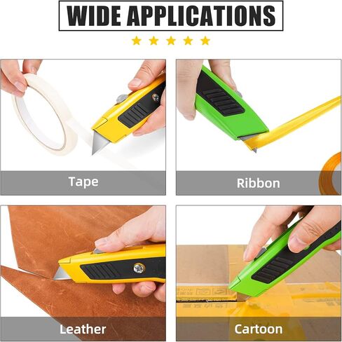 4 قطع من قواطع الصناديق القابلة للسحب من DIYSELF، سكاكين متعددة الاستخدامات مع 10 شفرات، شديدة التحمل للكرتون والسجاد والورق in Kuwait