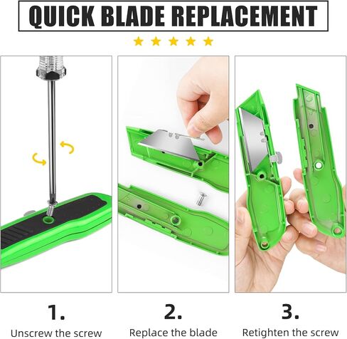 4 قطع من قواطع الصناديق القابلة للسحب من DIYSELF، سكاكين متعددة الاستخدامات مع 10 شفرات، شديدة التحمل للكرتون والسجاد والورق in Kuwait