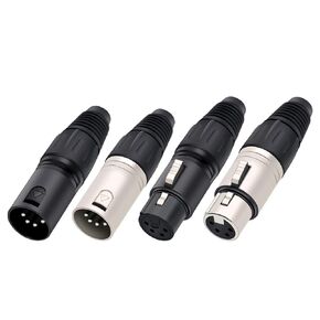 Male/Female 4Pin X L R Microphone Audio Cable Plug Connectors Cable Terminals Black Silver 10Pcs(10xF-Black) in Saudi Arabia