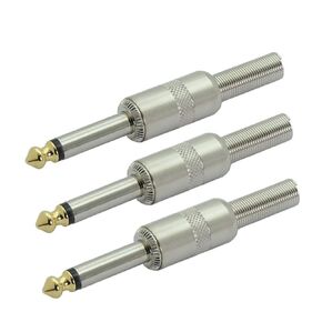 10Pcs/lot 1/4 Inch Plug Jack 6.35mm Mono Male Connector with Spring Tail Effects Pedal Microphone Connector in Kuwait