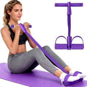 Pedal Resistance Band with Handle,Aturien 6-Tube Elastic Yoga Pedal Puller Exercise Bands,Multifunctional Stretch Bands for Exercise,Home Workout Equipment for Legs Arms Abs,Purple in Saudi Arabia