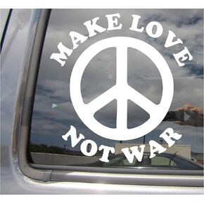 رمز علامة السلام Make Love Not War - خوذة الدراجة النارية للسيارات والشاحنات وقبعة صلبة للسيارات والكمبيوتر المحمول وملصق حائط من الفينيل لنافذة المتجر 09019 in Kuwait