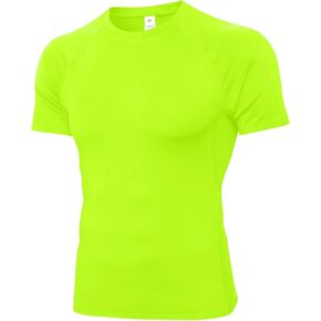 تي شيرت رجالي مضغوط بأكمام قصيرة للتمرين الرياضي للجري والتدريب في صالة الألعاب الرياضية، طبقة أساسية سريعة الجفاف in Kuwait