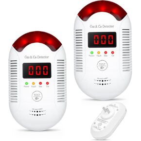 قطعتان من كاشفات الغاز وأول أكسيد الكربون، عرض رقمي تيار متردد 110 ~ 240 فولت، إنذار تسرب الغاز الطبيعي، كاشف غاز بروبان الميثان للمنزل، المطبخ، المرآب، الشقة، واستخدام السفر in Kuwait