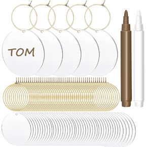 50 قطعة من حليات النبيذ الفارغة من الأكريليك لكأس مع قلم تحديد لؤلؤي لكوكتيل الشمبانيا الجذعية بالجملة ملصقات فارغة ذاتية الصنع لحفلات الزفاف والعشاء in Kuwait