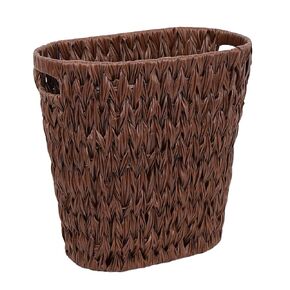 Wicker Trash Can,Waterproof Bathroom Waste Basket,Plastic Wicker Woven Waste Basket with Built-in Handles, 19 Liters/5 Gallons,Decorative Boho Rubbish Bin for Bedroom, Office, Kitchen, Laundry (gray) in Saudi Arabia