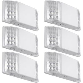 TORCHSTAR LED Emergency Lighting, Commercial Emergency Lights with Battery Backup, UL Listed, Two Square Heads, AC 120/277V, Hardwired Exit Light Fixtures for Business, White, Pack of 6 in Kuwait