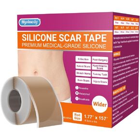 Silicone Scar Sheets Medical Grade Silicone Scar Tape for Surgical Scars 1.77" x 157" 4M Wider Silicone Tape for Keloid Scars, Hypertrophic, C-Section, Tummy Tuck, Surgery and Burn Scar Patches in Kuwait