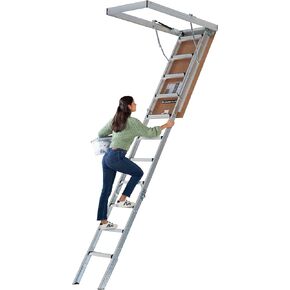 Louisville Ladder 7.8-10.3-Foot Fire Rated Door Aluminium Attic Ladder 25.5" x 54" (Rough Opening), 375-Pound Load Capacity, Type IAA, AL2540MG-FT in Saudi Arabia