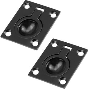 Bitary 2Pcs Square Flush Pull Ring Handle 316 Stainless Steel Black Boat Hatch Handle with Lifting Ring in Kuwait
