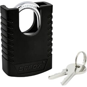 قفل خارجي عالي التحمل من SEPOX مع مفتاحين - قفل وسادة بمفتاح 3-3/16 بوصة للبوابة والسياج - قفل مقاوم للصدأ مقاوم للماء للسقيفة وصندوق الأدوات ووحدة التخزين in Kuwait