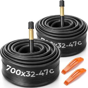 أنابيب الدراجة 700x32-47c صمام شريدر 48 مم عبوتين مع رافعتين للإطارات، أنبوب داخلي للدراجة من مطاط البوتيل عالي التحمل، حرارة منخفضة عالية مقاومة للتسرب in Kuwait