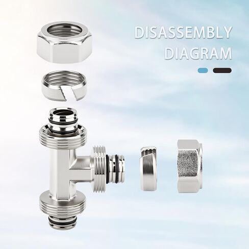 GASHER 1PCS 1/2" Air Line Tee Compressed Air Fittings, Brass-Nickel Plated T Air Hose Fittings in Saudi Arabia