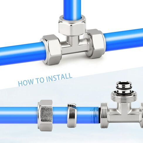 GASHER 1PCS 1/2" Air Line Tee Compressed Air Fittings, Brass-Nickel Plated T Air Hose Fittings in Saudi Arabia