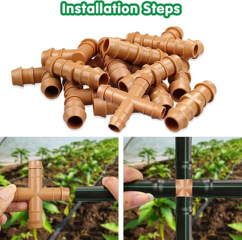 12-Pack Drip Irrigation Barbed Cross Connectors, 1/2 Inch Drip Line 4 Way Couplings for 1/2" Drip Irrigation Tubing, Barbed 4-Way Connectors for Drip Irrigation Watering System in Saudi Arabia