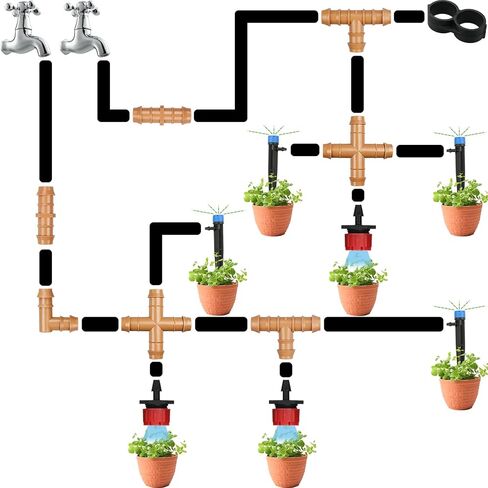 12-Pack Drip Irrigation Barbed Cross Connectors, 1/2 Inch Drip Line 4 Way Couplings for 1/2" Drip Irrigation Tubing, Barbed 4-Way Connectors for Drip Irrigation Watering System in Saudi Arabia
