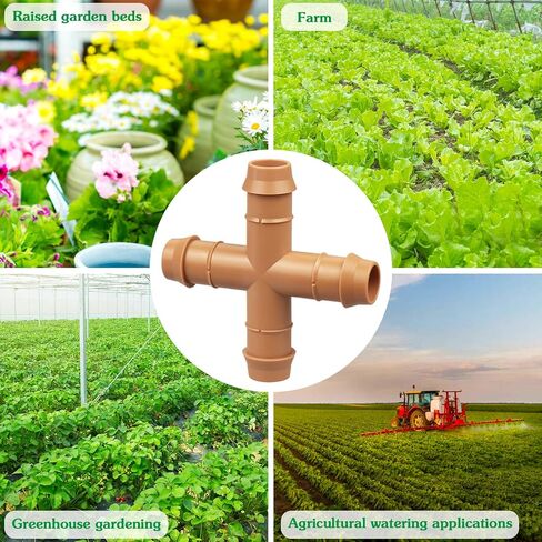 12-Pack Drip Irrigation Barbed Cross Connectors, 1/2 Inch Drip Line 4 Way Couplings for 1/2" Drip Irrigation Tubing, Barbed 4-Way Connectors for Drip Irrigation Watering System in Saudi Arabia
