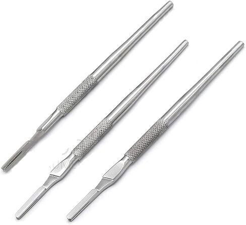 3ea #4 Scalpel Handle Blade Holder Round With Grip Pattern Uses Blades No. 20-24 by G.S Online Store in Saudi Arabia