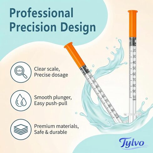 1mL Syring 29G 1/2 Inch, Lab Refilling Supplies, Industrial Measurement, Individually Wrapped, Pack of 25 in Saudi Arabia