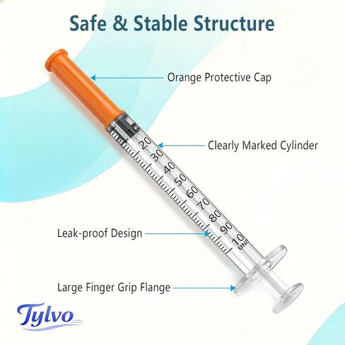 1mL Syring 29G 1/2 Inch, Lab Refilling Supplies, Industrial Measurement, Individually Wrapped, Pack of 25 in Saudi Arabia