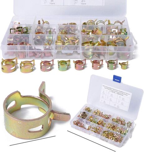 Cngoat41 Car Line Spring Clamp Fasteners Vacuum Hose Pipe Clamp 6mm 8mm 9mm 10mm 11mm 12mm 14mm 15mm 80 Pcs 6-15MM Spring Band Hose Clamp in Kuwait