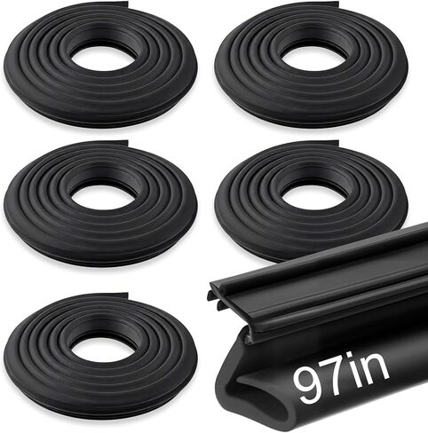 Yuntau 5 Pack 97 Inch Rubber Weather Stripping Seal for Kerf Channel Doors, White Door Seal for Top & Sides, Blocks Wind, Water, Rain & Dust, Easy Slotted Installation in Saudi Arabia