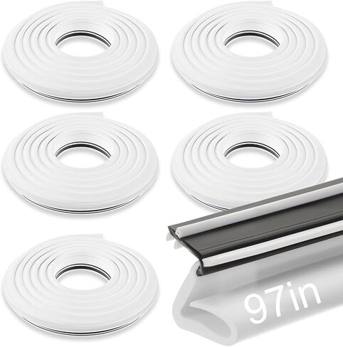 Yuntau 5 Pack 97 Inch Rubber Weather Stripping Seal for Kerf Channel Doors, White Door Seal for Top & Sides, Blocks Wind, Water, Rain & Dust, Easy Slotted Installation in Saudi Arabia