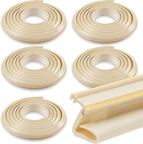 Yuntau 5 Pack 97 Inch Rubber Weather Stripping Seal for Kerf Channel Doors, White Door Seal for Top & Sides, Blocks Wind, Water, Rain & Dust, Easy Slotted Installation in Saudi Arabia