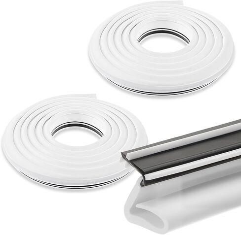 Yuntau 5 Pack 97 Inch Rubber Weather Stripping Seal for Kerf Channel Doors, White Door Seal for Top & Sides, Blocks Wind, Water, Rain & Dust, Easy Slotted Installation in Saudi Arabia