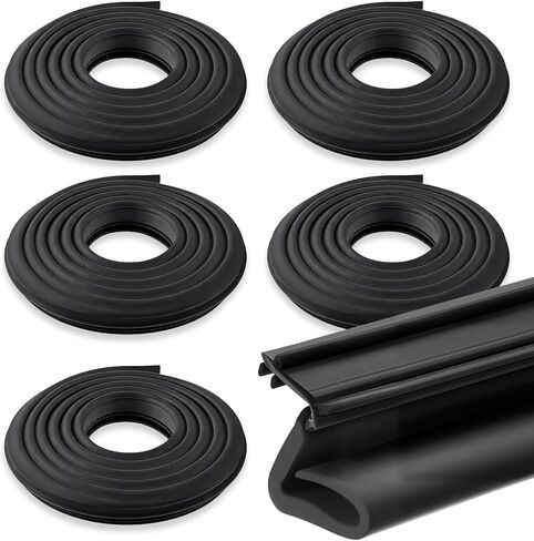Yuntau 5 Pack 97 Inch Rubber Weather Stripping Seal for Kerf Channel Doors, White Door Seal for Top & Sides, Blocks Wind, Water, Rain & Dust, Easy Slotted Installation in Saudi Arabia