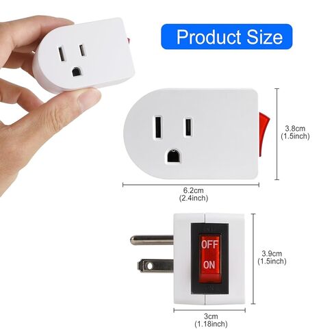 VSEER Grounded Outlet with ON Off Switch, Wall Tap Adapter Single Outlet Power Switch 15A 1875W/3 Prong Plug Switch in White, ETL Listed (1 Pack) in Saudi Arabia