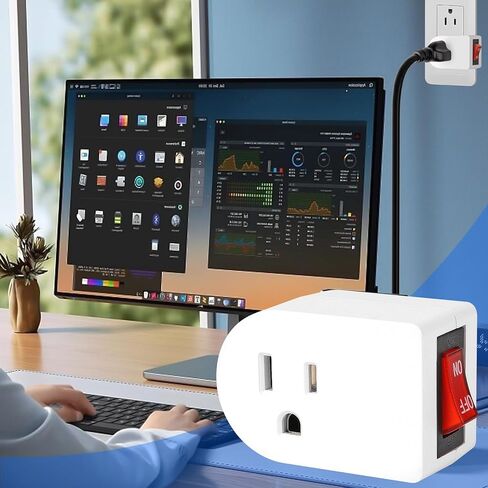 VSEER Grounded Outlet with ON Off Switch, Wall Tap Adapter Single Outlet Power Switch 15A 1875W/3 Prong Plug Switch in White, ETL Listed (1 Pack) in Saudi Arabia