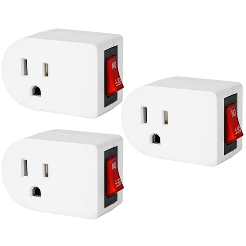 VSEER Grounded Outlet with ON Off Switch, Wall Tap Adapter Single Outlet Power Switch 15A 1875W/3 Prong Plug Switch in White, ETL Listed (1 Pack) in Saudi Arabia