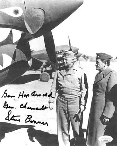 Athlon Sports CTBL-023802 8 x 10 in. Stephen Bonner Signed WWII Flying Tigers Ace Pilot 23rd FG China Vintage Black & White Photo, Gen Hap Arnold Gen Chennault - JSA DD64488 in Kuwait