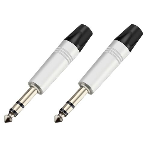 2PCS Stereo 6.35MM Jack 3 Poles 1/4 Inch Male Plug Soldering Wire Connector Aluminum Tube Audio Microphone Plug(1xBlack 1xRed) in Saudi Arabia