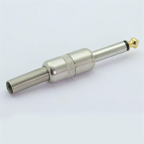 10Pcs/lot 1/4 Inch Plug Jack 6.35mm Mono Male Connector with Spring Tail Effects Pedal Microphone Connector in Kuwait