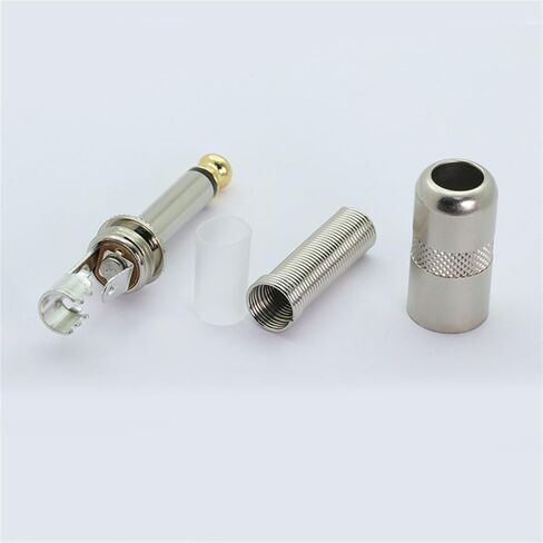 10Pcs/lot 1/4 Inch Plug Jack 6.35mm Mono Male Connector with Spring Tail Effects Pedal Microphone Connector in Kuwait