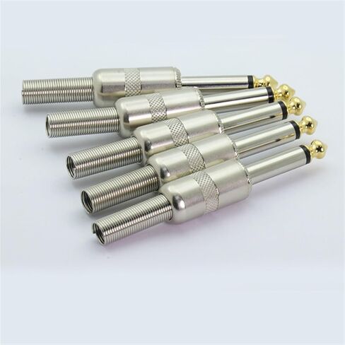 10Pcs/lot 1/4 Inch Plug Jack 6.35mm Mono Male Connector with Spring Tail Effects Pedal Microphone Connector in Kuwait