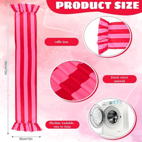 JarThenaAMCS Ruffle Table Runner Boho Pink Red Striped Rectangle Decorative Table Decoration for Farmhouse Home Kitchen Baby Bridal Shower Wedding Party Decor, 12 x 71 Inch in Saudi Arabia