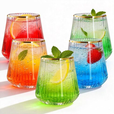 N9R عدد 24 كؤوس نبيذ بلاستيكية للاستعمال مرة واحدة بوزن 14 أونصة - تصميم تموج أوريغامي أنيق، مقاوم للكسر ويمكن التخلص منه للويسكي والكوكتيل والشمبانيا والحفلات وحفلات الزفاف والمناسبات in Kuwait