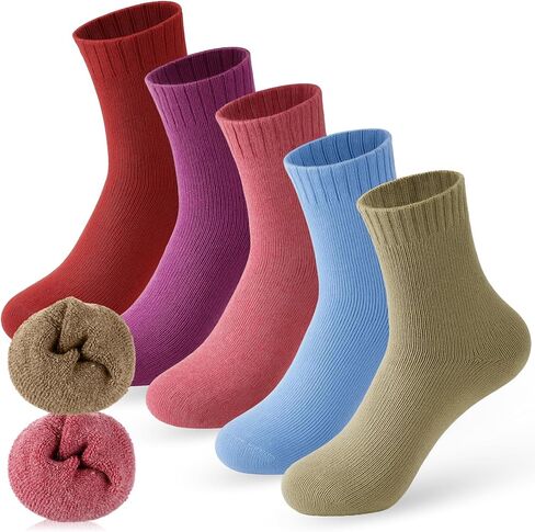 Jeyiour 5 Pairs Winter Warm Wool Socks for Women Soft Thick Comfort Thermal Casual Cotton Athletic Socks Gifts in Saudi Arabia