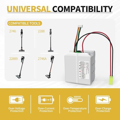 بطارية Remate لجهاز Bissell ICONpet Pro 25.2 فولت، بما في ذلك الموديلات 2746 و2746A و22889 و2288 وما إلى ذلك (غير متوافقة مع موديلات 21.6 فولت). in Kuwait