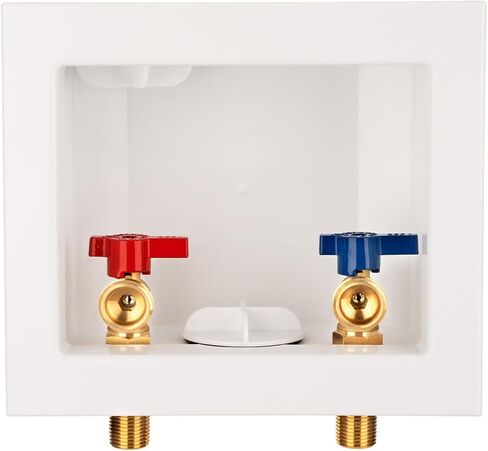 Washing Machine Outlet Box, with Stainless Steel Water Hammer Arrestor, 1/2 Inch Push Fit-3/4 Inch MHT, with Center Drain, Washer Faucet Recessed Box, Laundry Washer Valve Outlet Box in Saudi Arabia