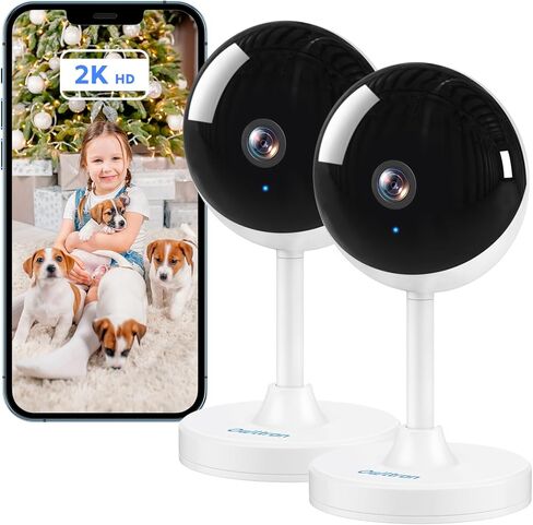 كاميرا الأمن الداخلية Owltron 2k ، 2.4 جيجا هرتز كاميرات WiFi لكاميرا مراقبة أمان المنزل مع الكشف عن الحركة/صرخة ، كاميرا الحيوانات الأليفة والكلب مع تطبيق الهاتف ، الرؤية الليلية ، الصوت ثنائي الاتجاه ، يعمل مع Alexa in Kuwait