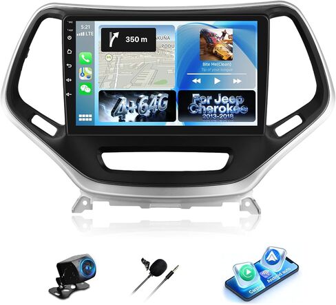 [6+128G] Radio Android 15 Car Stereo Radio لجيب Cherokee 2013-2018 مع Carplay و Android Auto ، 10.1 بوصة الراديو مع رابط المرآة Bluetooth FM/RDS WiFi GPS SWC Dual USB+AHD كاميرا النسخ الاحتياطي AHD in Saudi Arabia