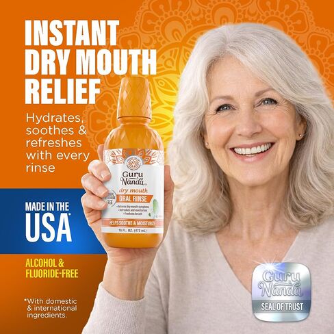 GuruNanda Dry Mouth Mouthwash – Helps Relieve Dry Mouth & Moisturize Oral Tissues – Alcohol-Free, Gentle Hydration Oral Rinse – Fresh Mint, 16 oz in Kuwait
