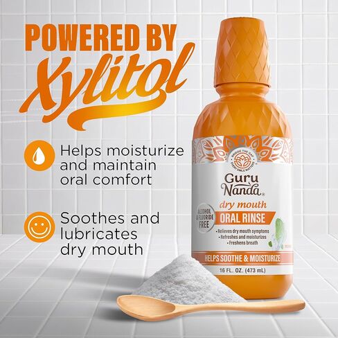 GuruNanda Dry Mouth Mouthwash – Helps Relieve Dry Mouth & Moisturize Oral Tissues – Alcohol-Free, Gentle Hydration Oral Rinse – Fresh Mint, 16 oz in Kuwait